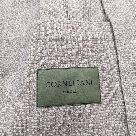 Corneliani Circle Unstructured Sport Coat Blazer 46R Hemp Linen Silk Flax Beige - Picture 5 of 14